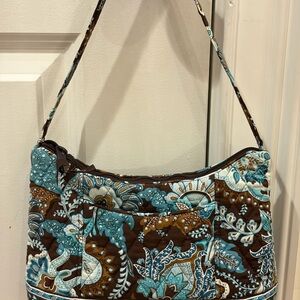 Vera Bradley Quilted Floral-Print Shoulder Bag in Teal and Brown